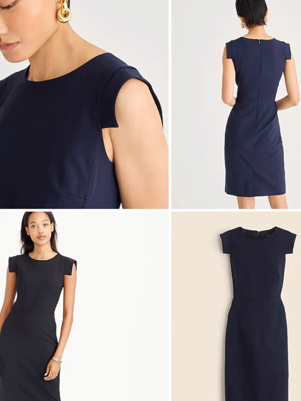 J. Crew Blue Cap-Sleeve Midi Sheath Dress (Navy shown for fit only from website)